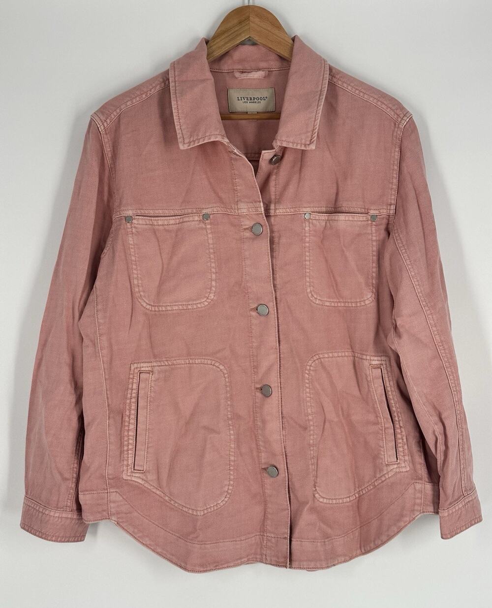 Liverpool LA Women's Blush Rose Pink Chore Jacket SZ L Classic Coquette Coastal